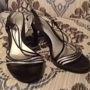 Black heels with silver bling.